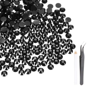 2500 piezas de pedrería plana con pinza punteadora (SS12 3 mm, negro) - Imagen 1 de 6