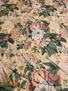 Maßgefertigte Vintage Bettdecke Queen 91" x 92 wendbar Landhaus Kern gelb Blumenmuster - Bild 1 von 8