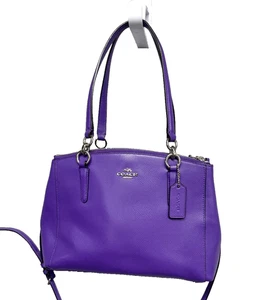 Coach Mini Christie CarryAll Crossgrain Leder Handtasche Umhängetasche lila/silber - Bild 1 von 18