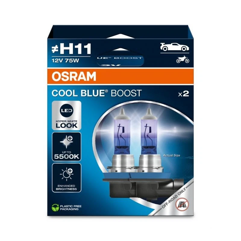 Kit 2 ampoules COOL BLUE BOOST (H11) 12V ECO PACKAGING Osram 62211CBB-2HB - Photo 1/3