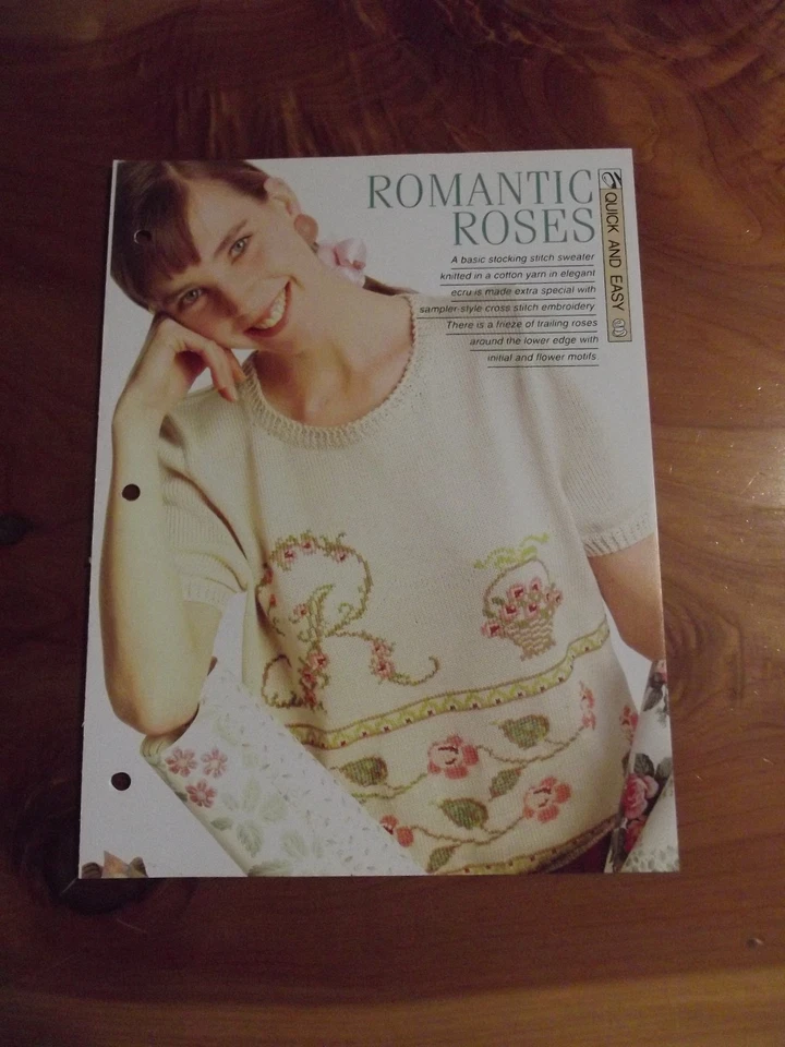 KNITTING PATTERN ROMANTIC ROSES QUICK & EASY CREATIVE NEEDLES 1991  * MUST SEE* - Image 1 of 1