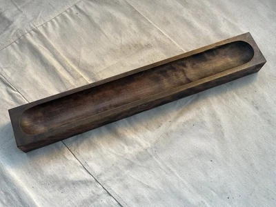 Vintage Hardwood Desk Drawer Organizer Desk Change Valet Pen Tray Oval Bowl - Image 1 of 4