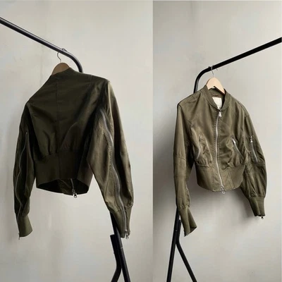 Chaqueta corta de motocicleta Phillip Lim 3.1 de diseñador verde oliva para mujer 0/XS Foto 1 de 4