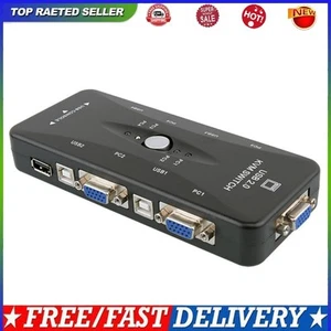 HW1702 KVM Switch 4 Ports 4 in 1 Out VGA Splitter Box for Keyboard Mouse Monitor - Bild 1 von 11