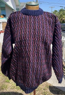 Suéter Artesanía Ecuatoriana 100% Lana Tejida Hecho a Mano Vintage Talla XL Granola Foto 1 de 4