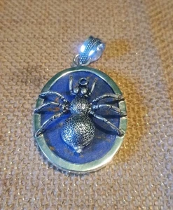 Spinne Anhänger Schmuck Kupfer Türkis Edelstein Handarbeit 2,4" silberfarben  - Bild 1 von 2