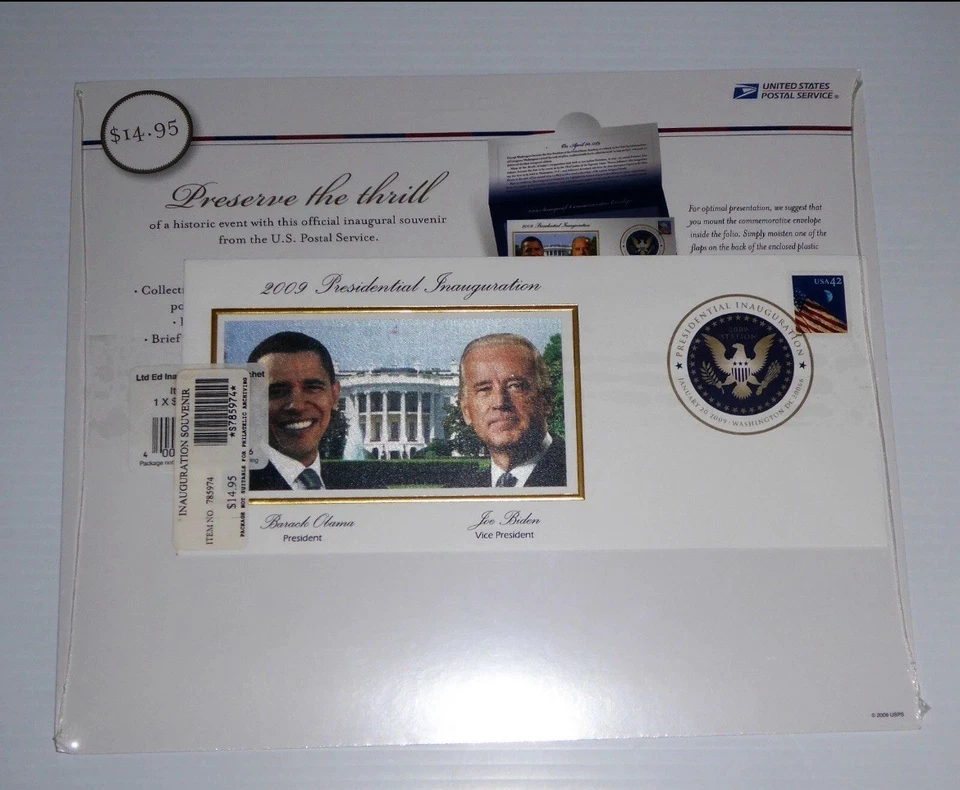 2009 Vintage Obama & Biden Inaugural Cover, Folio, USPS issue with Silk Cachet - Image 1 of 4