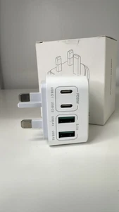 Spina caricatore da parete USB 4 porte | 2x USB-C + 2x USB-A | PD 20W caricatore rapido | Regno Unito - Foto 1 di 2