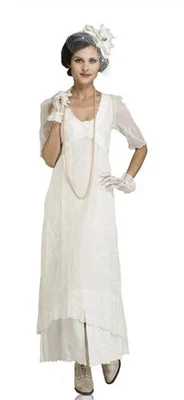 Новый с Ярлыками Nataya XL винтажный вдохновил платье Titanic чаепития платье в слоновой кости - Изображение 1 из 4