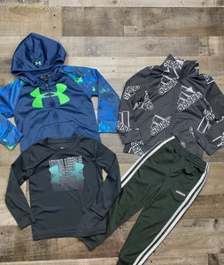 Under Armour Adidas Boys Lot of 4 Sz 4T Athletic Pants Hoodies Shirt Fall/Winter - Picture 1 of 13