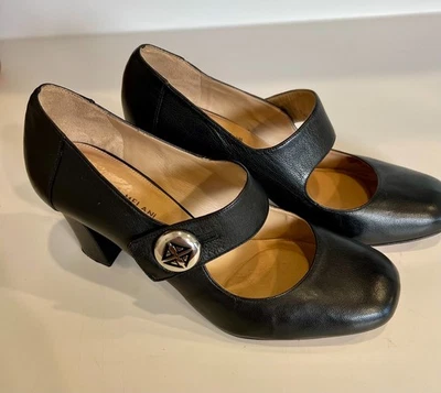 Antonio Melani Vero Cuoio Black Leather Mary Jane Women Size 10M Block Heel Shoe - Image 1 of 4