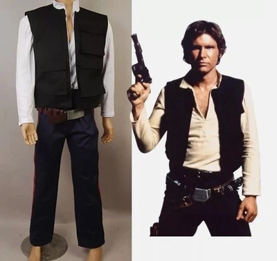 Fantasia cosplay masculina calça camisa colete terno Halloween fantasia Han Solo A New Hope - Imagem 1 de 4