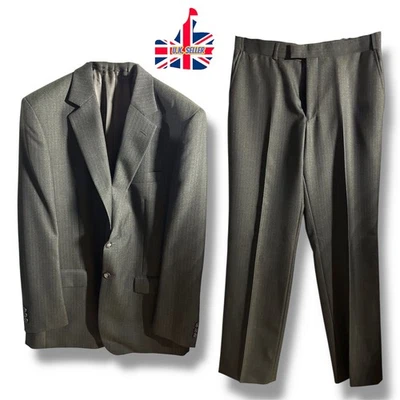 BROOK TAVERNER Size 34L Dark Green Pinstriped Men’s Smart Stylish Trouser Suit - Image 1 of 4