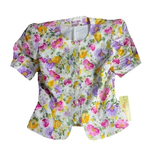 Vintage Maggy London Button Down Shirt Women Size 4 Floral Blouse Casual - Picture 1 of 9