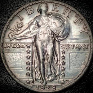1928 S Standing Liberty Quarter - AU, Cleaned - 25C - Picture 1 of 2