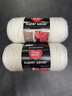 Hilo acrílico blanco suave Red Heart Super Saver paquete de 2 7 oz para 4 capas de peso medio Foto 1 de 3