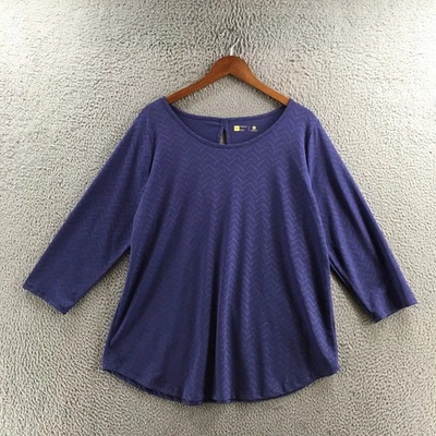 Camisa Xersion Mujer XXL Patrón Azul Texturizada Calce Relajado Poliéster Elastizada NUEVA Foto 1 de 4