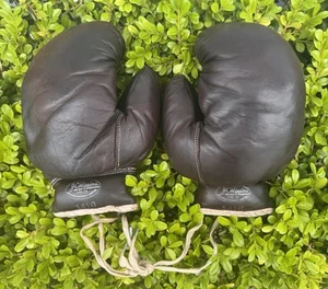 Vintage JC Higgins 1410 Boxing Gloves Sears Roebuck 150 Red Adult Lace Up - Picture 1 of 5