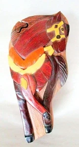 MIXED WOOD HORSE PUZZLE BOX, CALIFORNIA - Picture 1 of 8