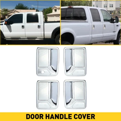Chrome Door Handle Covers For 1999-2016 Ford F-250 F-350 F-450 Super Duty 4 Door - Imagem 1 de 4