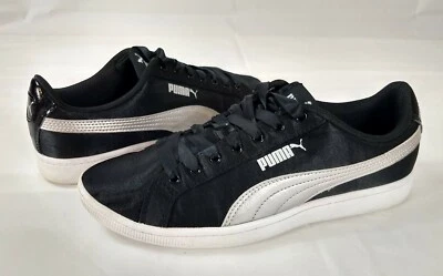 Tênis esportivo Puma Vikky En Pointe feminino cetim casual preto prata tamanho 5.5 - Imagem 1 de 4