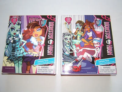 NEW 2 Pack Monster High Lenticular Motion 100 Piece Jigsaw Puzzle Set - Image 1 of 4