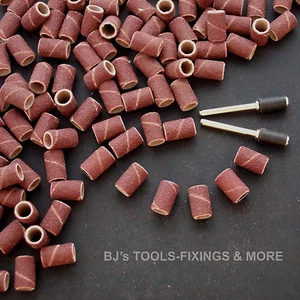 50 STCK. KLEINE TROMMEL 1/4" 120er Körnung SCHLEIFEN ROTIEREND HOBBY WERKZEUG & DREMEL HÜLSENBAND - Bild 1 von 4