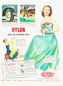 1949 DU PONT NYLONS vintage art print ad ladies lingerie automobile fishing - Picture 1 of 1