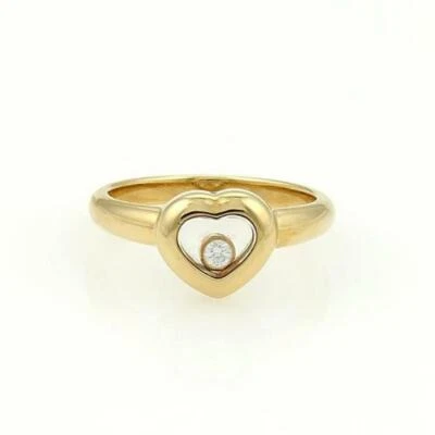 Chopard Happy Diamond 18k Yellow Gold Heart Ring Size 7.25 Cert - Image 1 of 4