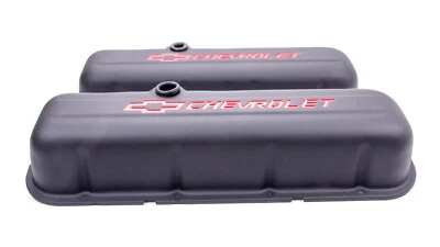Proform 141-811 Valve Covers,Tall, Steel, Black,Chevrolet Logo, BB Chevy (PAIR) - Image 1 of 3