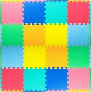 16 Tiles ProSource Foam Puzzle Floor Play Mat for Kids & Babies Assorted NEW - Picture 1 of 3