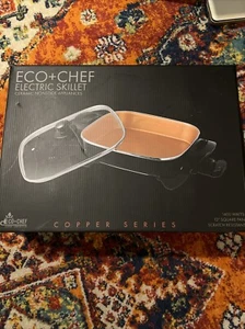 Eco + Chef Electric Skillet 1400W Copper Series Scratch Resistant - Picture 1 of 5