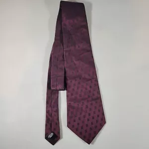 DKNY Mens Tie Maroon Geometric Pattern Made in Costa Rica Imported Fabric 54 in - Picture 1 of 3