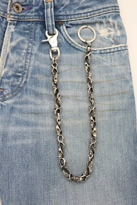 Men Silver Metal Wallet Chain Jean Biker Rocker Mini Skull Charm Skeleton Gothic - Image 1 of 4