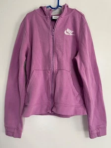 Nike Girls Hooded Jacket Lavender Full Zip Logo Size Large - Picture 1 of 6
