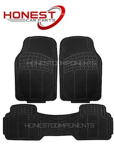 3PCE HEAVY DUTY BLACK CAR RUBBER FRONT AND REAR FLOOR MAT IDEAL FOR TAXIS X1 SET - Picture 1 of 3