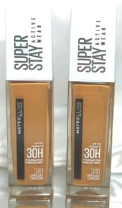 2x Maybelline Super Stay Foundation, Cappuccino 340, 1 fl oz Ea NOS - Picture 1 of 3