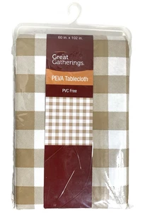 NEU PEVA Tischdecke rechteckig 60 x 102 Innen/Außen braun Gingham, kariert - Bild 1 von 5