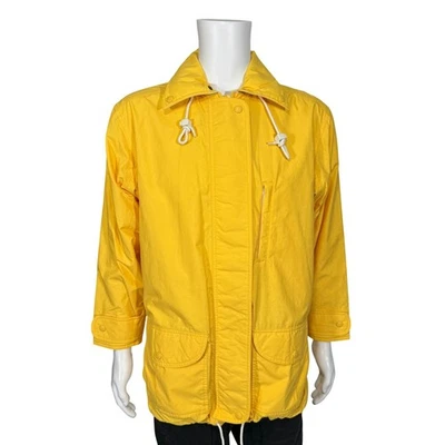 Chaqueta de lluvia Eddie Bauer amarilla de nailon impermeable con capucha para mujer talla M Foto 1 de 4