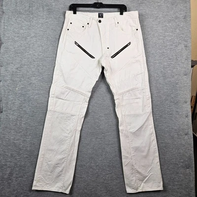 Мужские байкерские джинсы PRPS белые со средней посадкой с пятью карманами на молнии спереди размер 36 окрашенные - Изображение 1 из 4