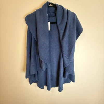 Mia & Tess Chaleco Cuello Chal Cortina Cárdigan Talla Única Azul Marino De Gran Tamaño Foto 1 de 4