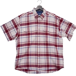 Vintage Wrangler Red and Blue Plaid Short Sleeve Western Shirt XL - Afbeelding 1 van 11