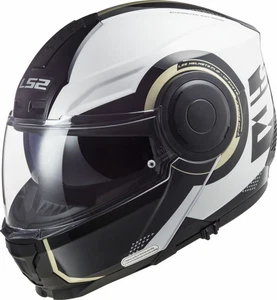 LS2 Adult's Horizon Arch Motorcycle Helmet w/ SunShield Gloss White/Titanium XL - Picture 1 of 2