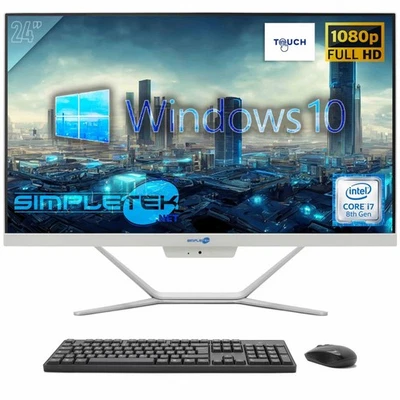 Aio All In One Touch Screen I7 8Th Gen 24" Windows 10 Pro 8Gb 120Gb Full Hd Pc - Image 1 of 4