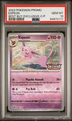 2023 POKEMON OBF Obsidian Flames Espeon Best Buy Exclusive #086 PSA 10 GEM MINT - Image 1 of 2