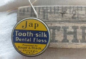 Antique B&B Bauer & Black Jap Tooth Silk Dental Floss Tin With Product - Picture 1 of 5