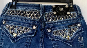 MISS ME..VTG 90s Y2K..LOW RISE..BLING..EMBELLISHED..BOOTCUT..JEANS..26 - Picture 1 of 5