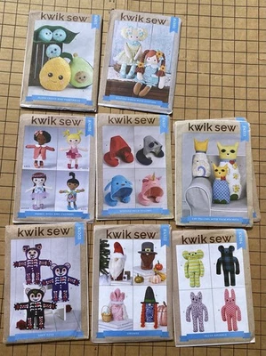 Sewing Pattern Lot Kwik Sew 8 NEW Crafts Dolls Plush Toys Fun Hats - Image 1 of 4