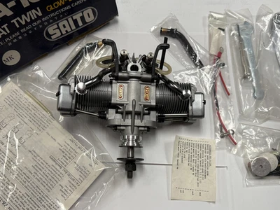 Saito 130 1.30 Four Stroke Twin RC Remote Control Nitro Model Airplane Engine - Image 1 of 3