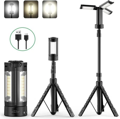 Baustrahler LED Stativ Arbeitsleuchte Fluter 800-4000LM Ladbar Akku Kabellos USB - Bild 1 von 4